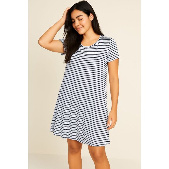Shirt Dress Old Navy White Navy Blue Striped Short Sleeve Women's WOMAN'S Large - Picture 8 of 8